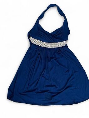 Sky halter dress with rhinestones